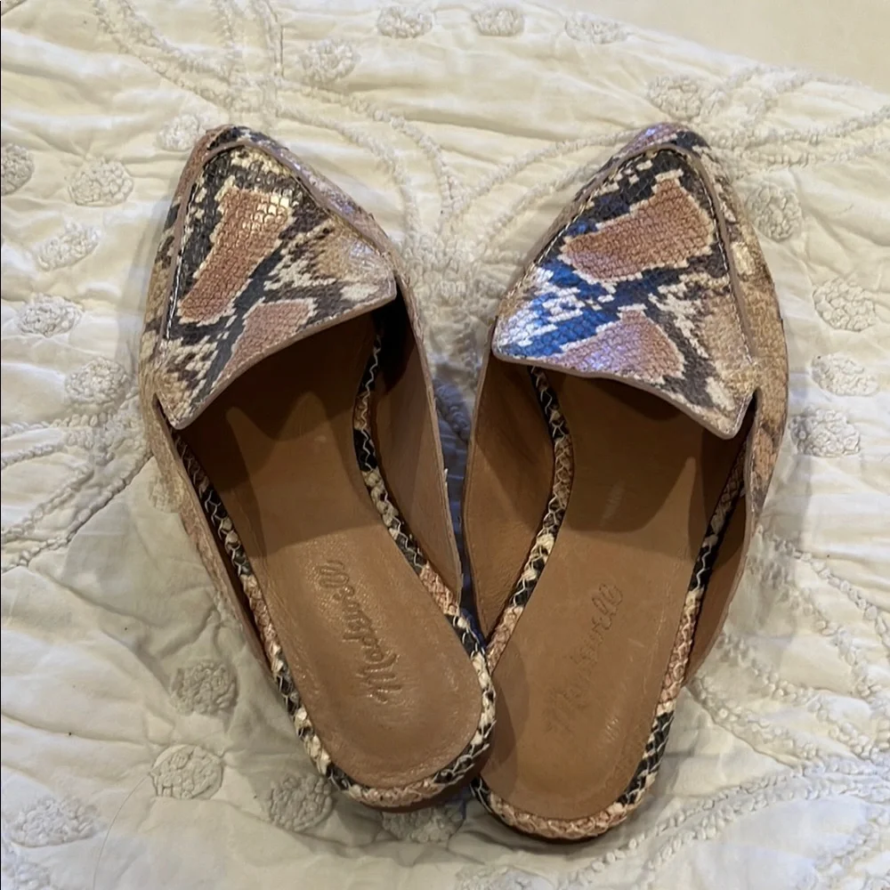 Madewell Brown and Black Mules with Snakeskin Pattern - Picture 4 of 4